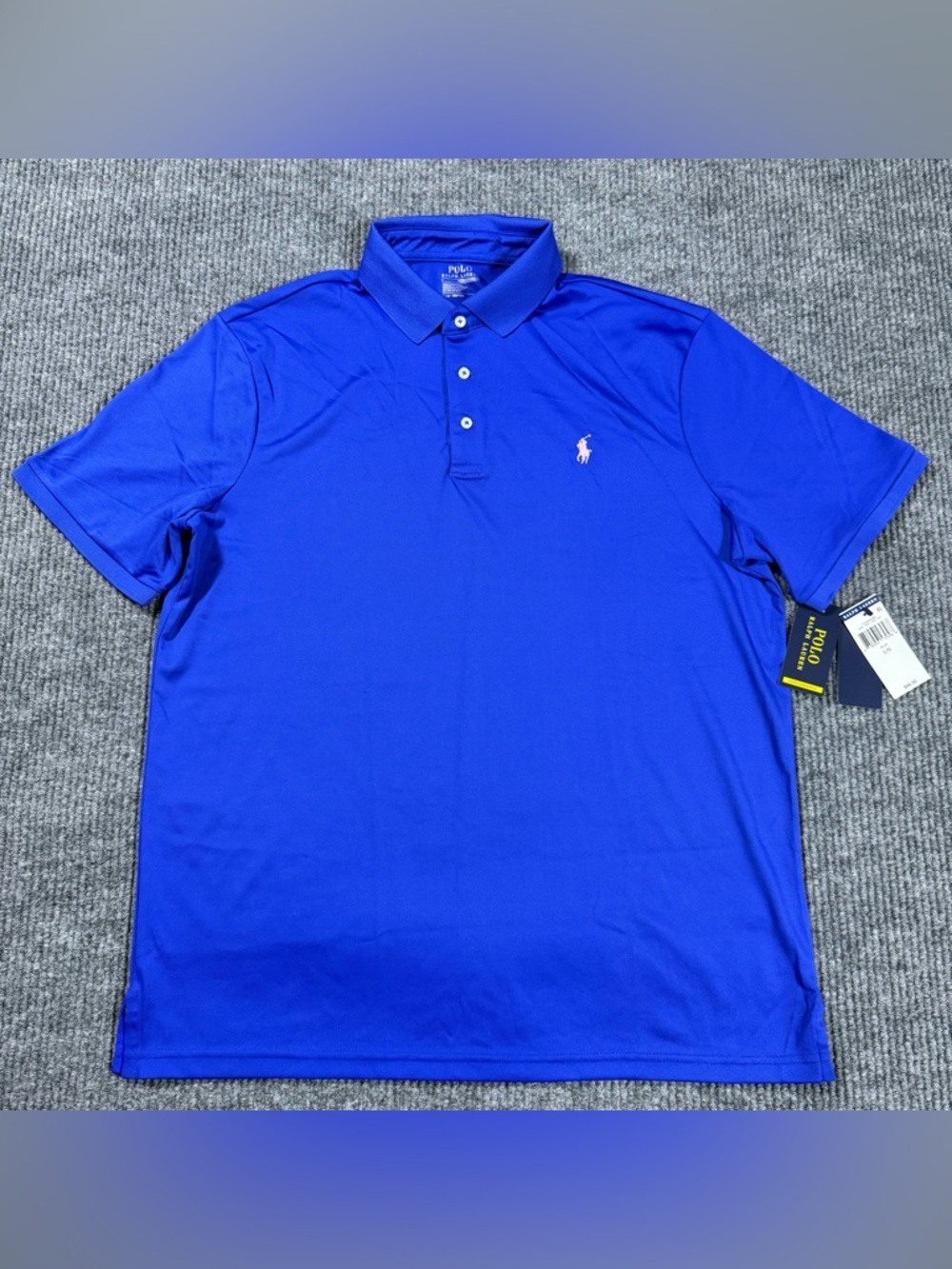 Polo Ralph Lauren Performance Golf Polo Shirt Royal Blue Mens Large Pink Pony